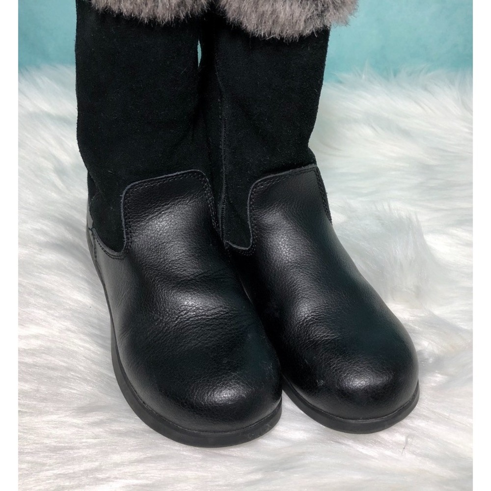 Pediped US 3.5 EU 35 Waterproof Black Leather Boots Zipper Faux Fur - Picture 2 of 8